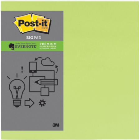 Post-it&reg; Big Pad &mdash; Evernote&reg; Collection, 11" x 11", Limeade, 30 Sheets Per Pad