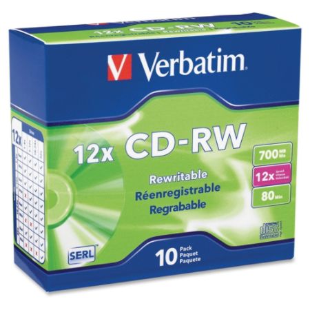 Verbatim&reg; CD-RW Disc Spindle, Pack Of 10