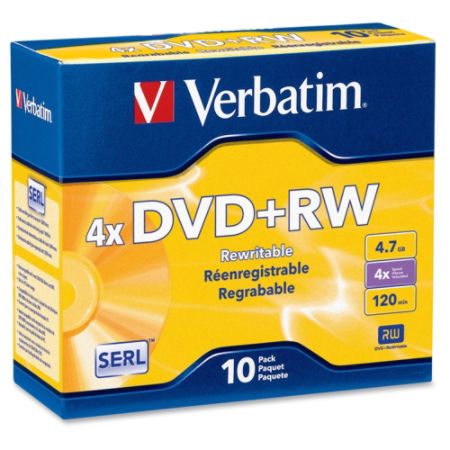 Verbatim&reg; QZ2776 DVD+RW Disc Spindle, Silver, Pack Of 10