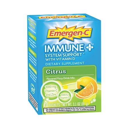 Emergen-C Immune Plus Formula Citrus Drink Mix, 0.3 Oz, Box Of 10