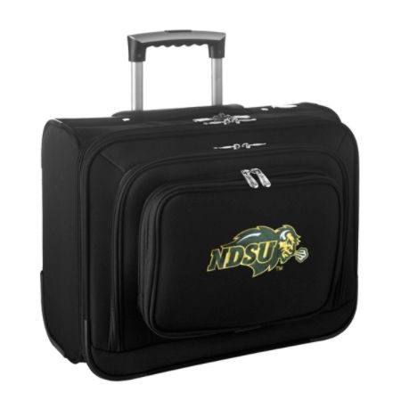 Denco Sports Luggage Rolling Overnighter With 14" Laptop Pocket, North Dakota State Bison, 14"H x 17"W x 8 1/2"D, Black