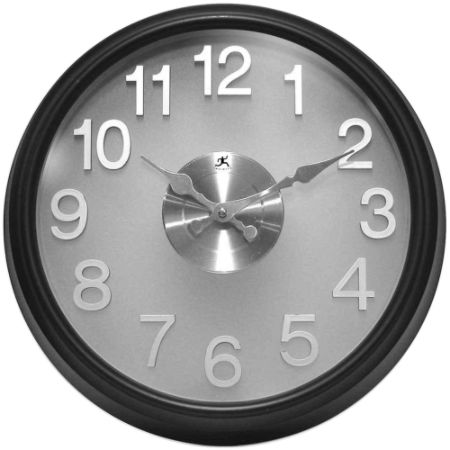 Infinity Instruments Round Wall Clock, 15", Black/Gray
