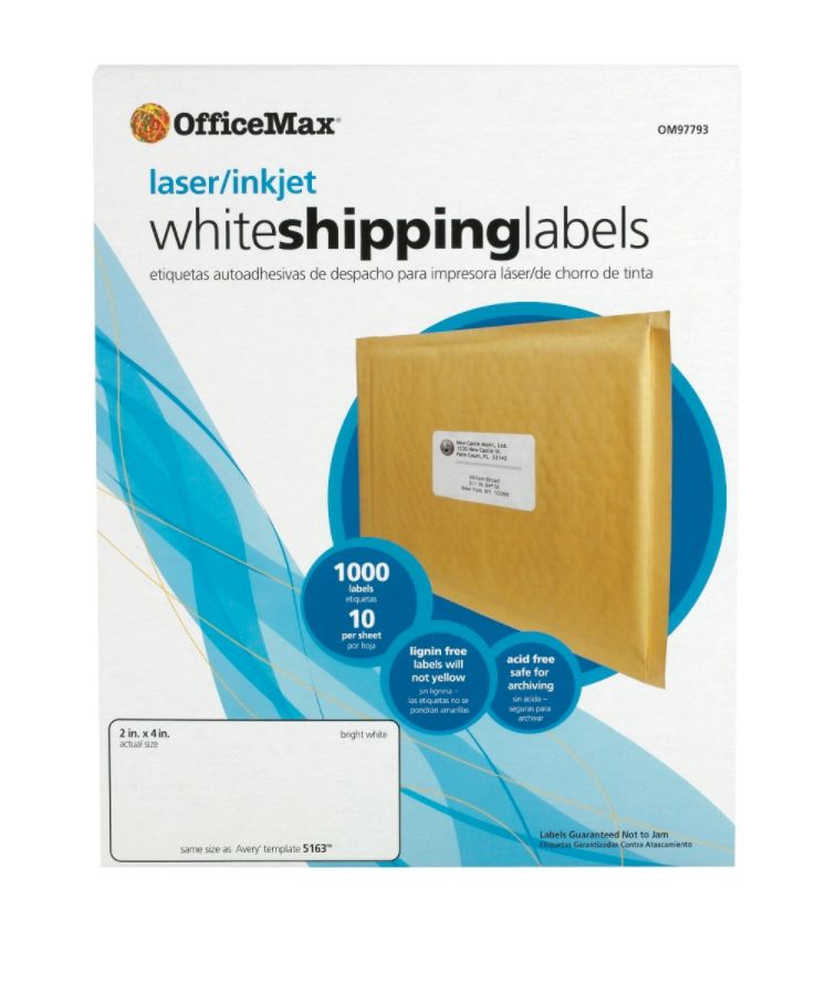 OfficeMax Multipurpose Labels 2x4 White By Office Depot & OfficeMax