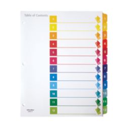 Office Depot Brand Preprinted Index Dividers Numbers 1 12 8 12 x 11