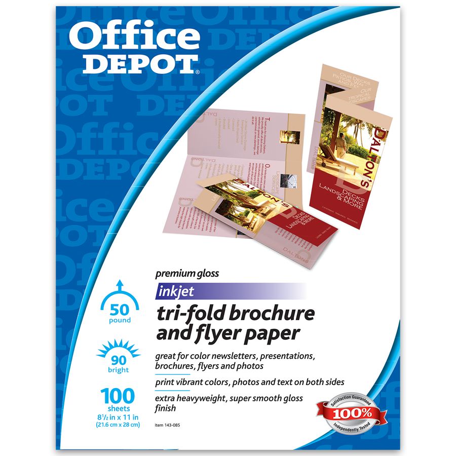 Office Depot Brand Tri Fold Presentation Paper Glossy 8 12 X 11 50 Lb ...