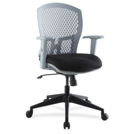Lorell Plastic Back Flex Chair - Plastic Back - 5-star Base - Black, Gray - 26.5" Width x 26.8" Depth x 41.3" Height