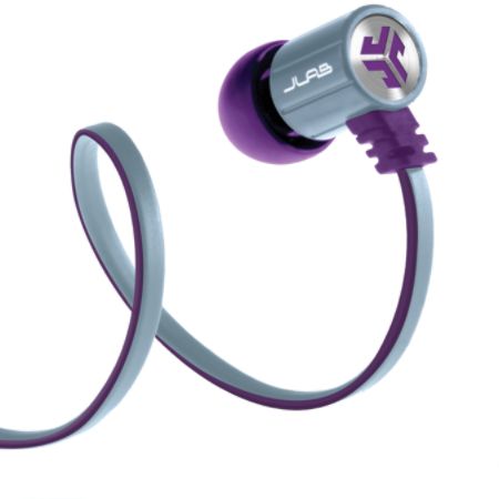 JLab Bass Rugged Earbuds, Purple/Gray