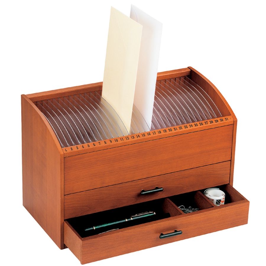 Christopher Lowell Emporium 31-Day Bill Organizer, Medium Cherry
