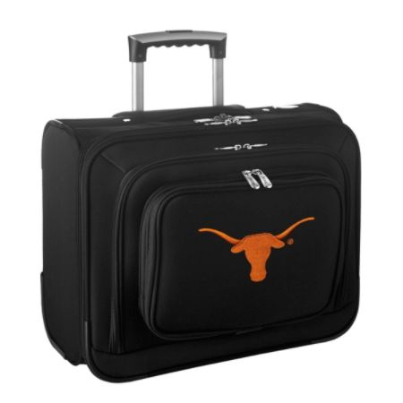 Denco Sports Luggage Rolling Overnighter With 14" Laptop Pocket, Texas Longhorns, 14"H x 17"W x 8 1/2"D, Black
