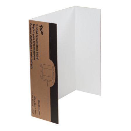 Pacon&reg; 80% Recycled Spotlight Single-Walled Tri-Fold Presentation Boards, 48" x 36", White, Carton Of 4