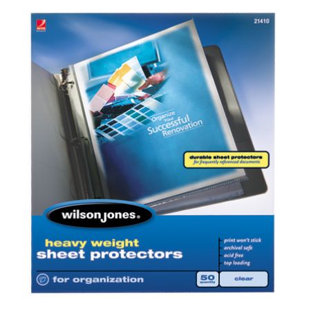 Wilson Jones&reg; Top-Loading Sheet Protectors, Heavyweight, Diamond Clear, Box Of 50