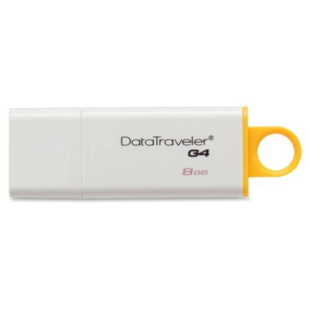Kingston DataTraveler&reg; G4 USB 3.0 Flash Drive, 8GB, White/Yellow