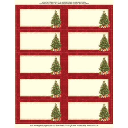 Great Papers! Holiday Shipping Labels, 10-Up, 2" x 4", Green/Ivory/Red, Lacy Tree, Pack Of 60