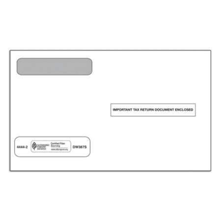 ComplyRight Tax Envelopes, Double Window, For W-2 Forms 5206 And 5208, 5 5/8" x 9", White, Pack Of 100