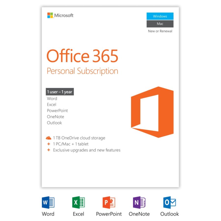 Office 365 Personal 1 Year Subscription 1 PCMac Product Key Card By ...