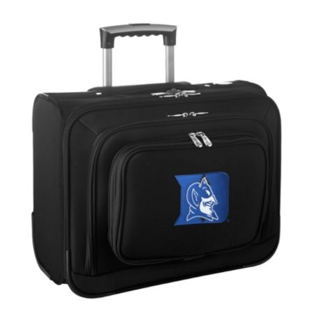 Denco Sports Luggage Rolling Overnighter With 14" Laptop Pocket, Duke Blue Devils, 14"H x 17"W x 8 1/2"D, Black