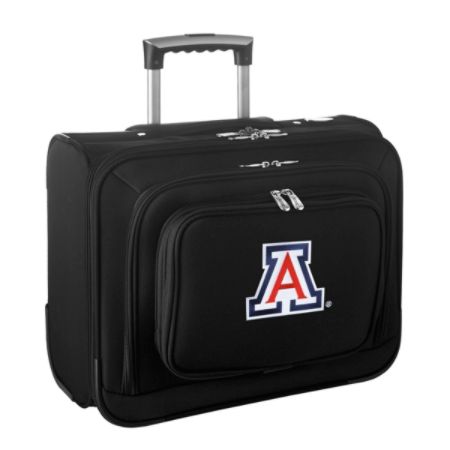 Denco Sports Luggage Rolling Overnighter With 14" Laptop Pocket, Arizona Wildcats, 14"H x 17"W x 8 1/2"D, Black