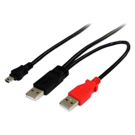 StarTech.com 1 ft USB Y Cable for External Hard Drive - USB A to mini B