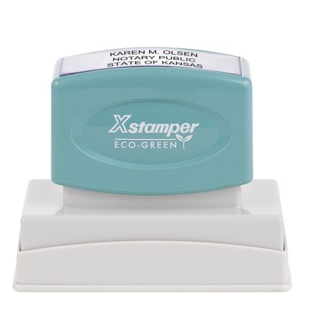 ECO-GREEN Xstamper&reg; Pre-Inked Notary Stamp, N18, 64% Recycled, 7/8" x 2 3/4" Impression