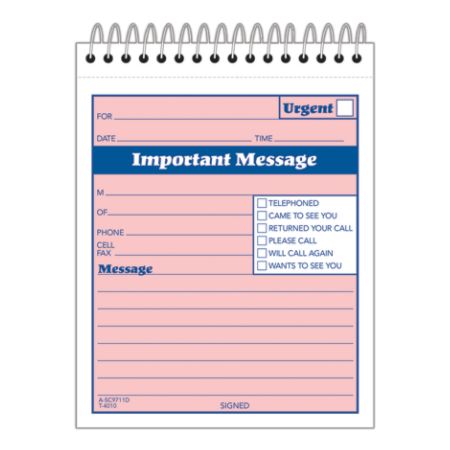 Adams&reg; "While You Were Out" Message Pad, 4" x 5", 50 Sheets, Pink