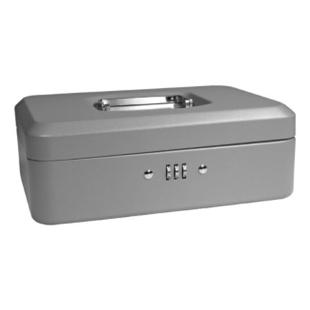 Barska Combination Lock Cash Box, 10" x 7 1/8" x 3 5/8", Gray
