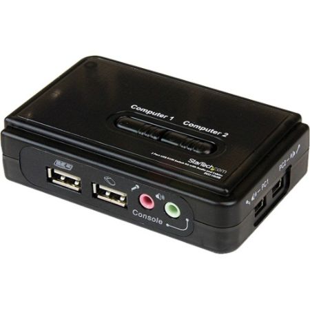 StarTech.com 2 Port Black USB KVM Switch Kit with Audio and Cables
