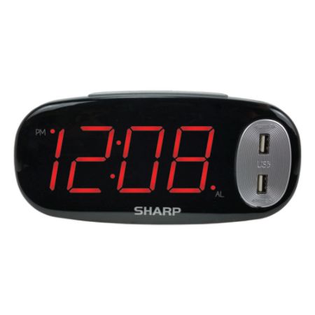 alarm clock sharp digital usb led display ports charge