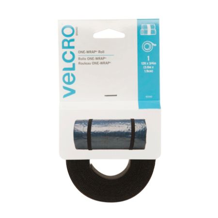 VELCRO&reg; Brand GET-A-GRIP&reg; Straps, 3/4" x 12', Black