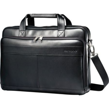 Samsonite LEATHER SLIM BRIEFCASE Color Black