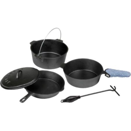 Stansport Cast Iron Cook Set, 6-Piece, Black