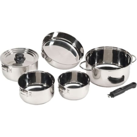 Stansport 7 Piece Stainless Steel Cookset, Silver