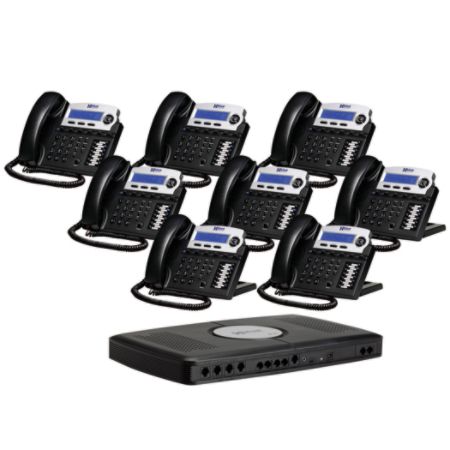 XBLUE Networks X16 Corded Telephone Bundle, Charcoal, Set of 8
