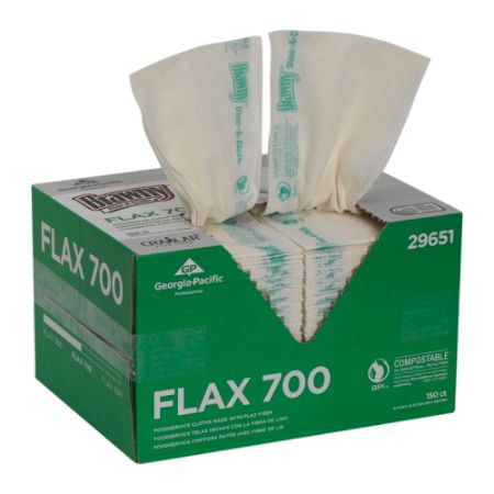 Brawny Industrial&reg; Dine-A-Cloth&reg; FLAX 700 Medium-Duty 1/4-Fold Back-Of-House Foodservice Cloths, Unscented, 12 3/4" x 21"
, White, 1 Box Of 150 Cloths