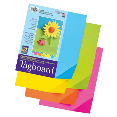 Pacon&reg; Colorwave Super Bright Tag Board, 9" x 12", Assorted Colors, Pack Of 100