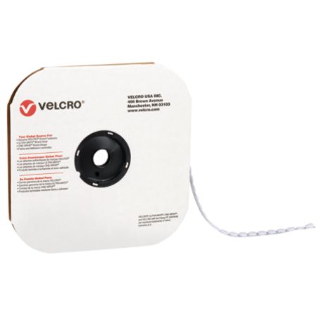 VELCRO&reg; Brand Loop, 1/2" White Dots, Roll Of 1,440