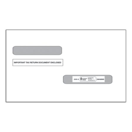 ComplyRight Tax Envelopes, Double Window, For W-2 And 1099-R Tax Forms, 5 5/8" x 9", White, Pack Of 100
