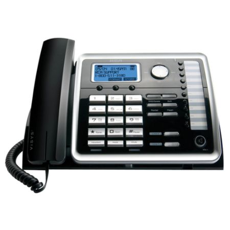 RCA 2-Line Corded Speakerphone With Caller ID/Call Waiting, Black/Silver