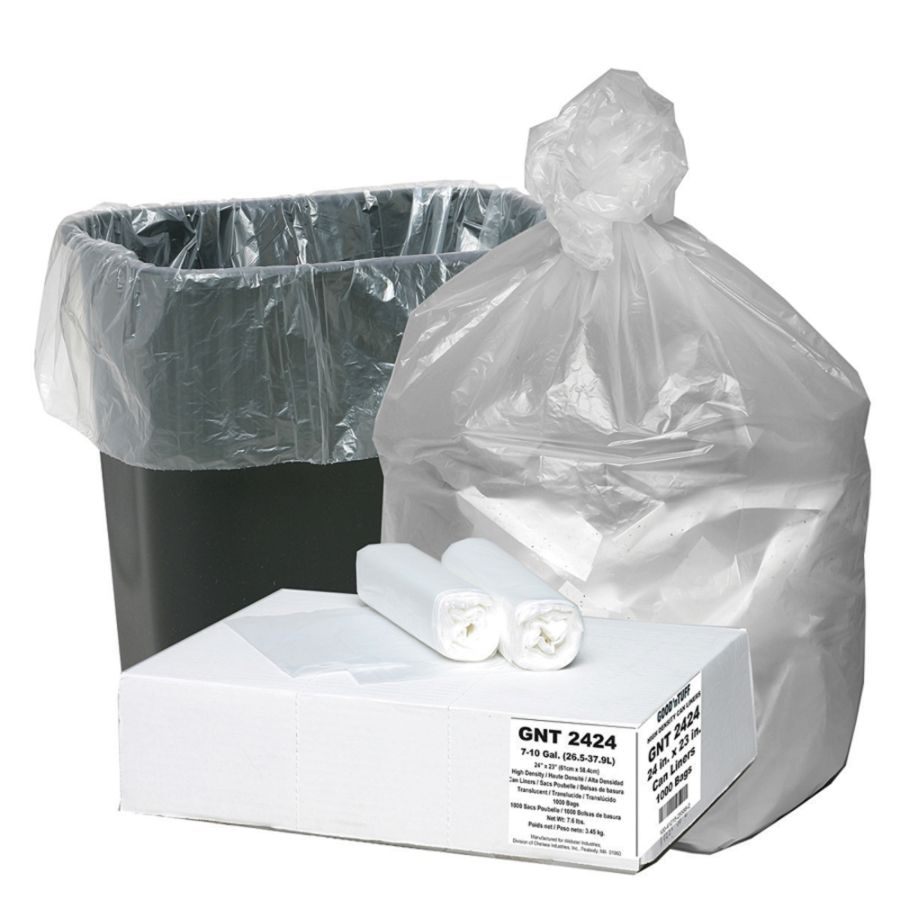 Webster Good'n Tuff&reg; High-Density Trash Can Liners, 10 Gallons, 0.19 Mil Thick, 24" x 23", Box Of 1,000