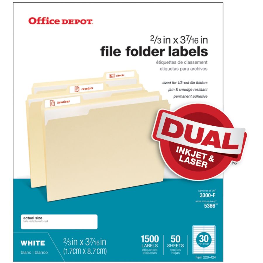 Office Depot Brand White Permanent InkjetLaser