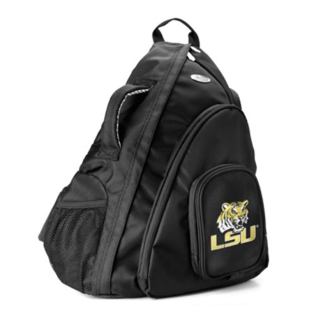 Denco Sports Luggage Travel Sling With 13.5" Laptop Pocket, LSU Tigers, 19"H x 12"W x 13"D, Black