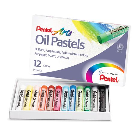 Pentel Arts&reg; Oil Pastels, Assorted Colors, Pack Of 12