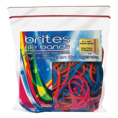 Alliance&reg; Rubber Brites&reg; File Bands, Neon, Bag Of 50