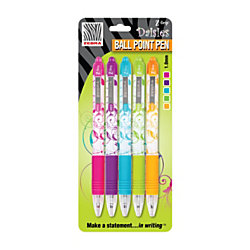 Zebra® Z-Grip™ Retractable Ballpoint Pens, 1.0 mm, Medium Point, Assorted Floral Barrels, Assorted Inks, Pack Of 5