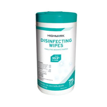 Highmark&reg; Disinfectant Wipes, Container Of 75 Wipes