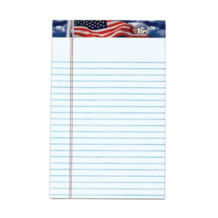 TOPS&trade; American Pride&trade; Writing Tablet, 5" x 8", Jr. Size, Legal Rule, White, 50 Sheets Per Pad, Pack Of 12 Pads