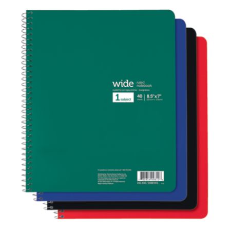Office Depot&reg; Brand Wirebound Notebook, 7" x 8 1/2", Wide Ruled, 40 Sheets