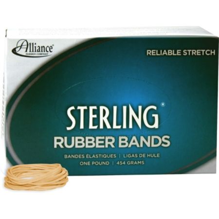 Alliance Sterling Rubber Bands, #16 - Size: #16 - 2.5" Length x 0.063" Width- 1 lb. Box - Natural Crepe