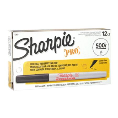 Sharpie&reg; Industrial Permanent Markers, Extra-Fine Point, Black, Pack Of 12