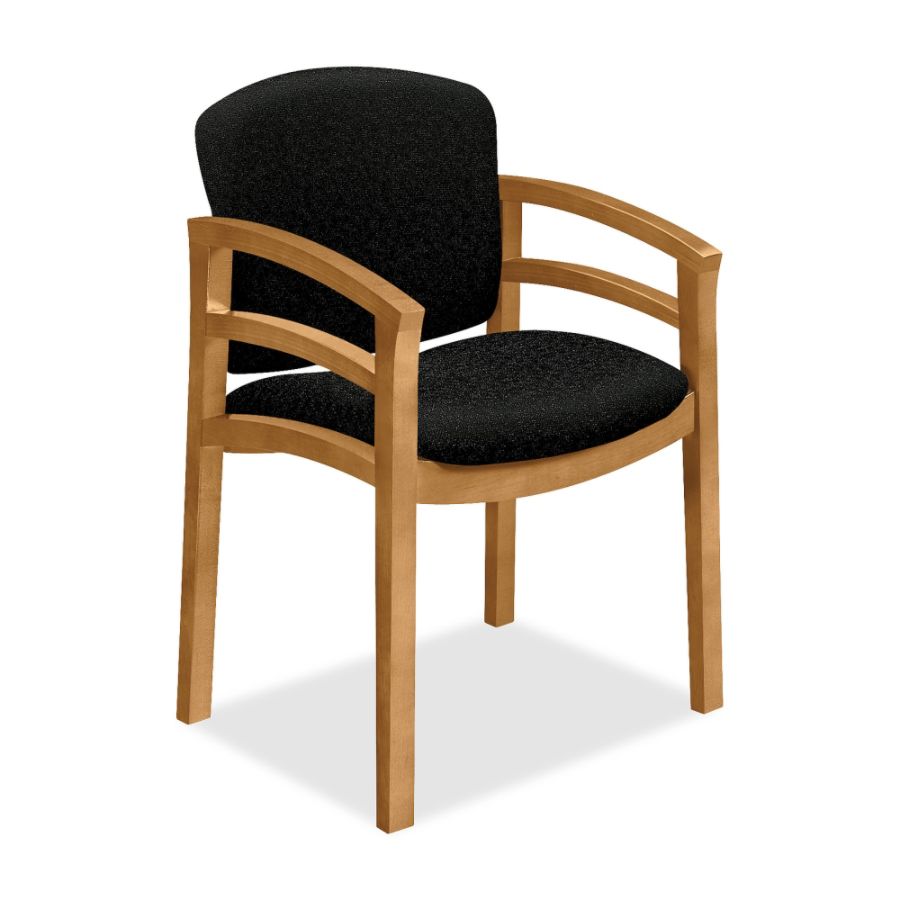 HON&reg; Contemporary Wood Guest Chair, Double-Rail Arms, 33"H x 23 1/2"W x 18 1/2"D, Raven/Harvest