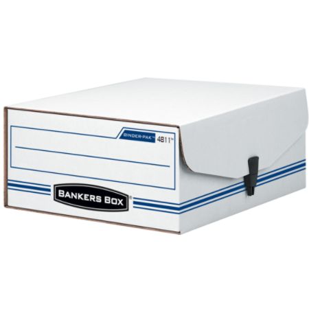 Bankers Box&reg; Liberty&reg; 35% Recycled Binder Pak Storage Box, 4 3/4" x 9 3/4" x 11 7/8", White/Blue